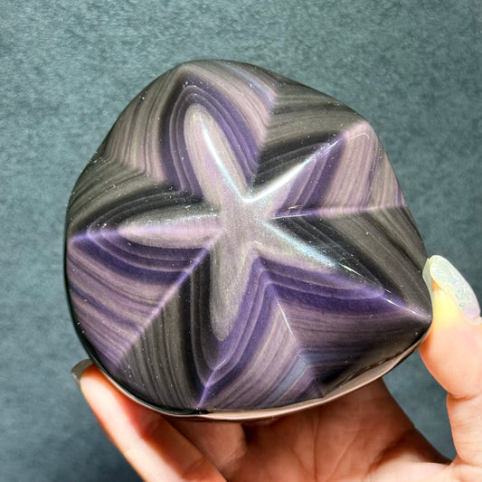 彩曜星星立體切割擺件|天然彩曜石擺件|Rainbow Obsidian Star Carving from Mexico|穩定情緒・吸附負能量・守護空間