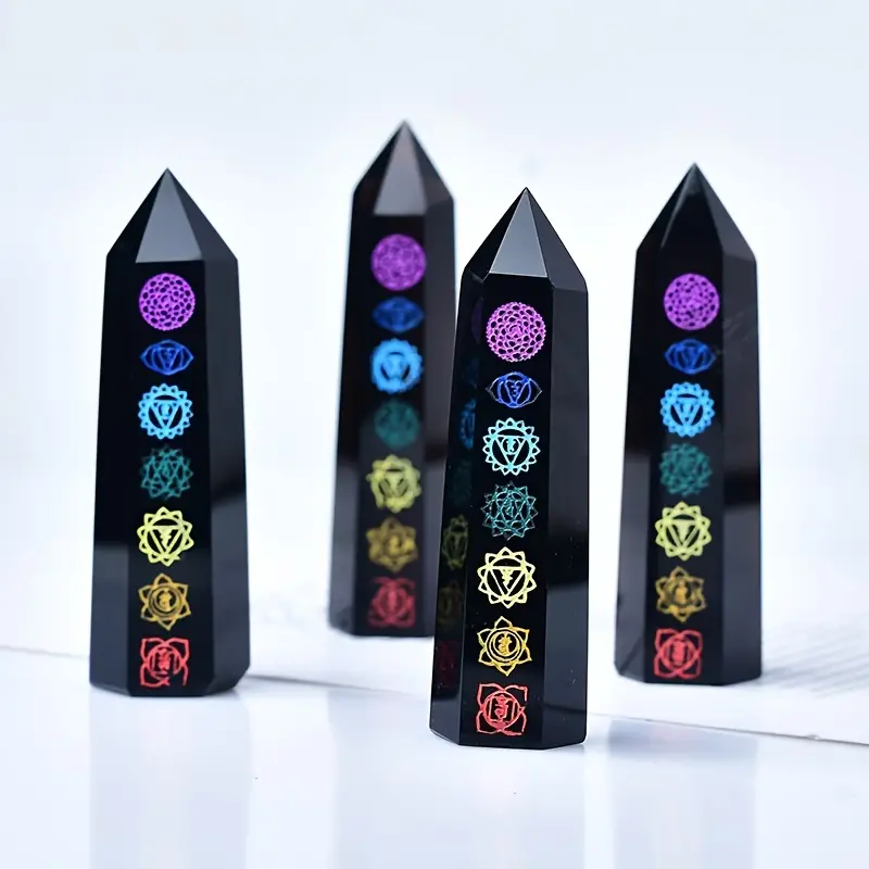 Seven Chakras Obsidian Crystal Poiny