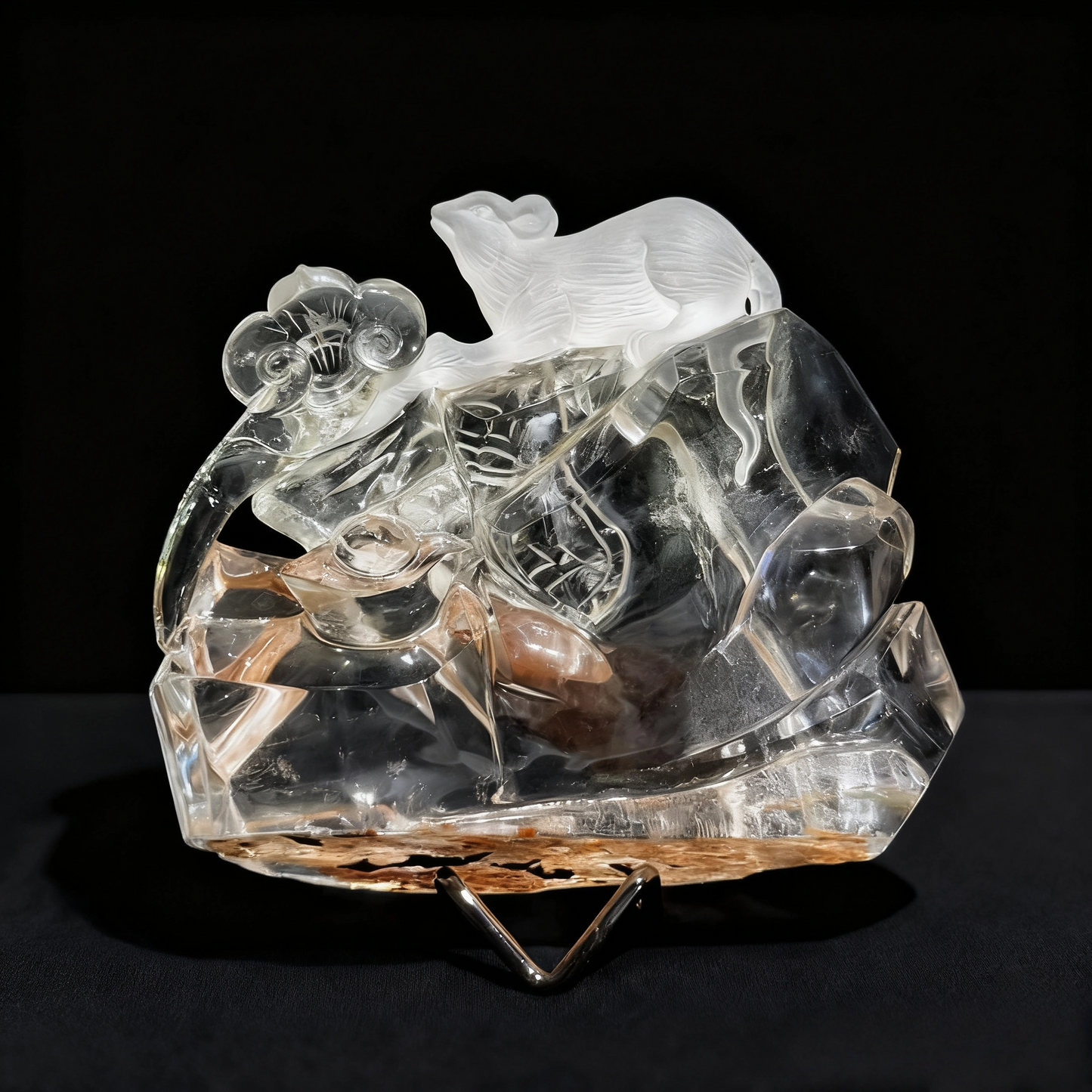 白水晶鼠擺件