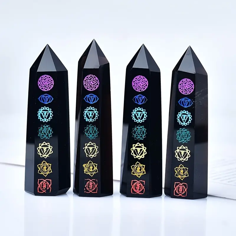 Seven Chakras Obsidian Crystal Poiny