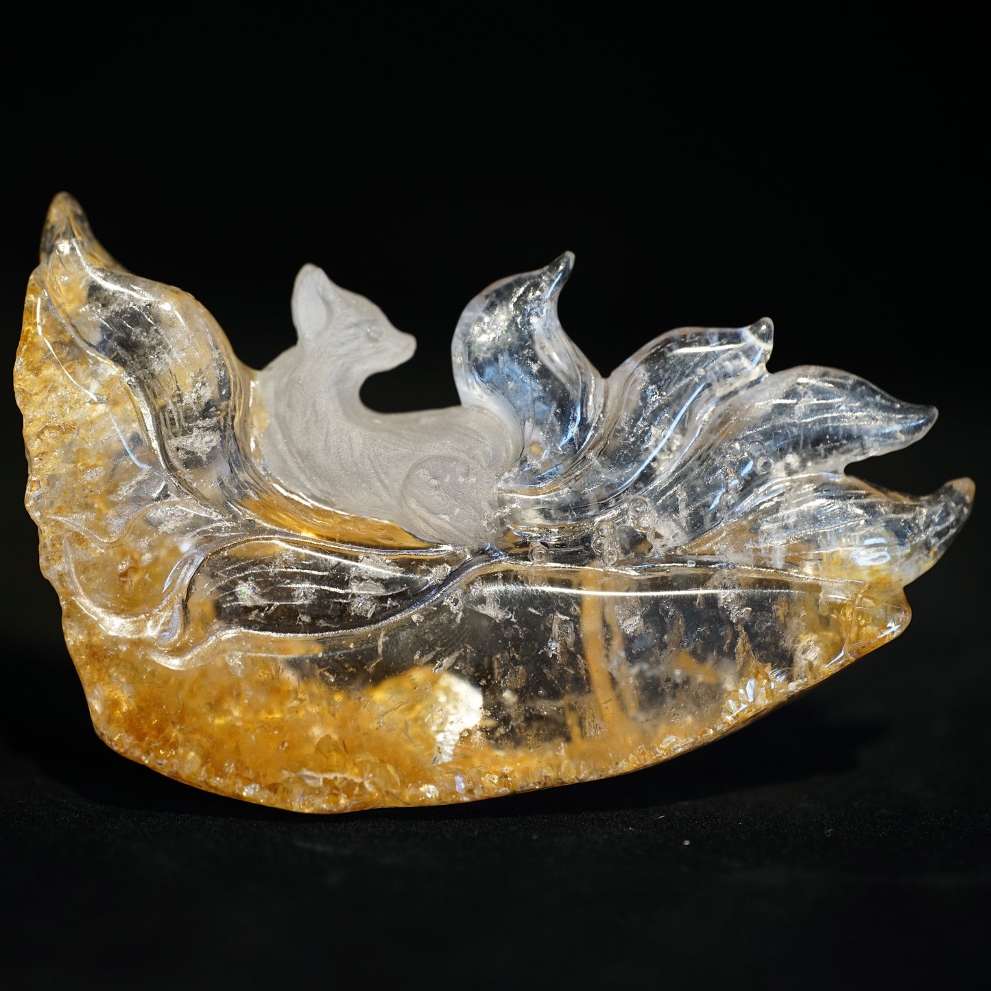 Yellow glue flower nine-tail arc ornament