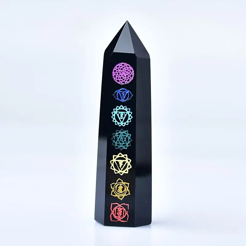 Seven Chakras Obsidian Crystal Poiny