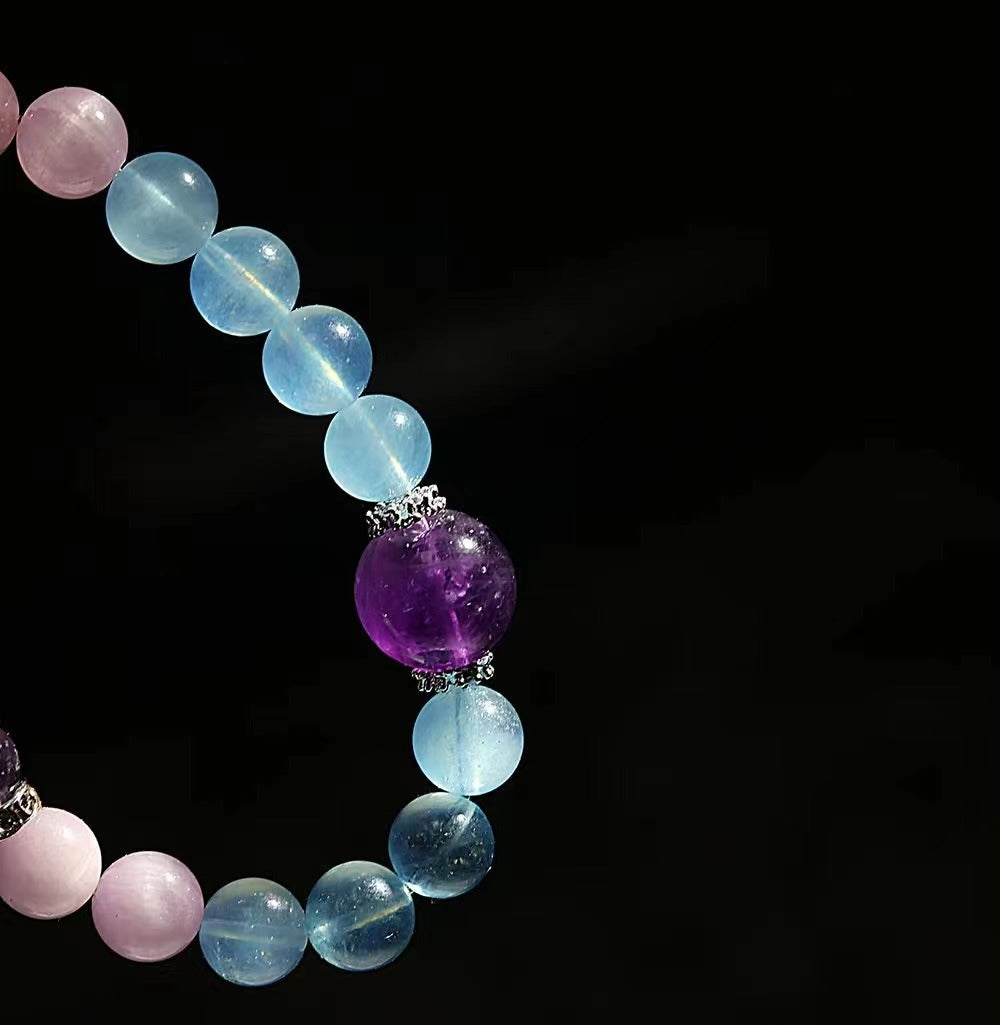 DIY Crystal Bracelet - Amethyst/Lepidolite/Aquamarine