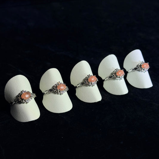 Rhodochrosite oval crystal ring