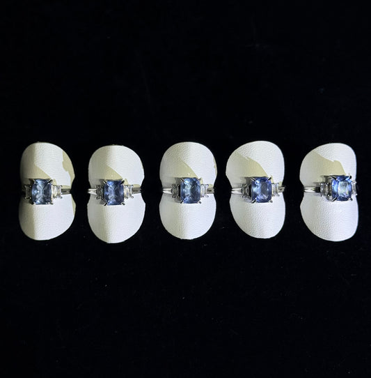 Blue fluorite four-prong ring