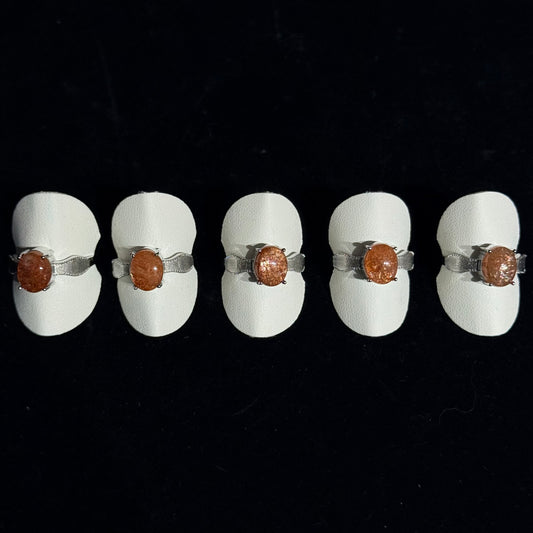 Golden Sunstone Four-Prong Titanium Steel Ring