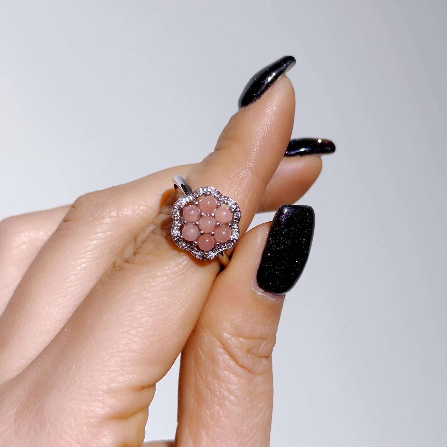 紅紋小珠六邊形戒指