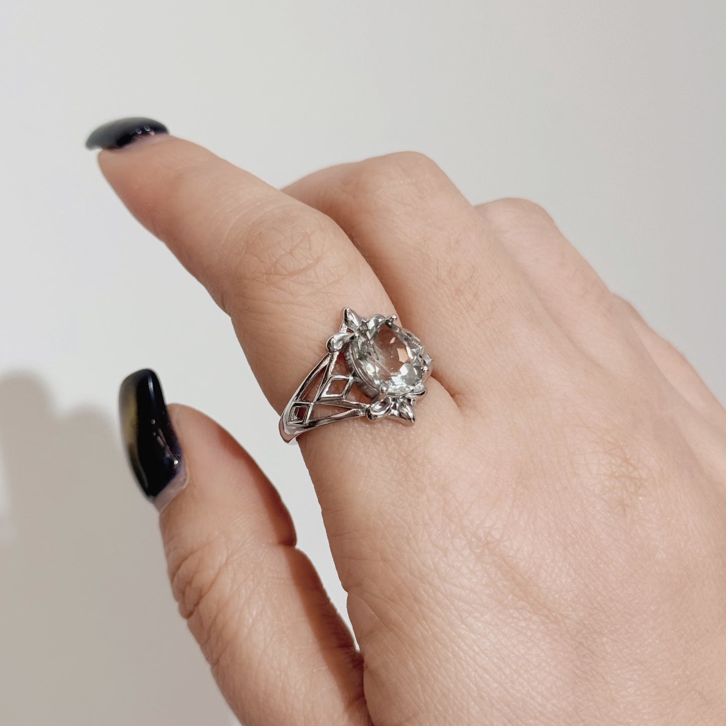 White Crystal Titanium Steel Ring