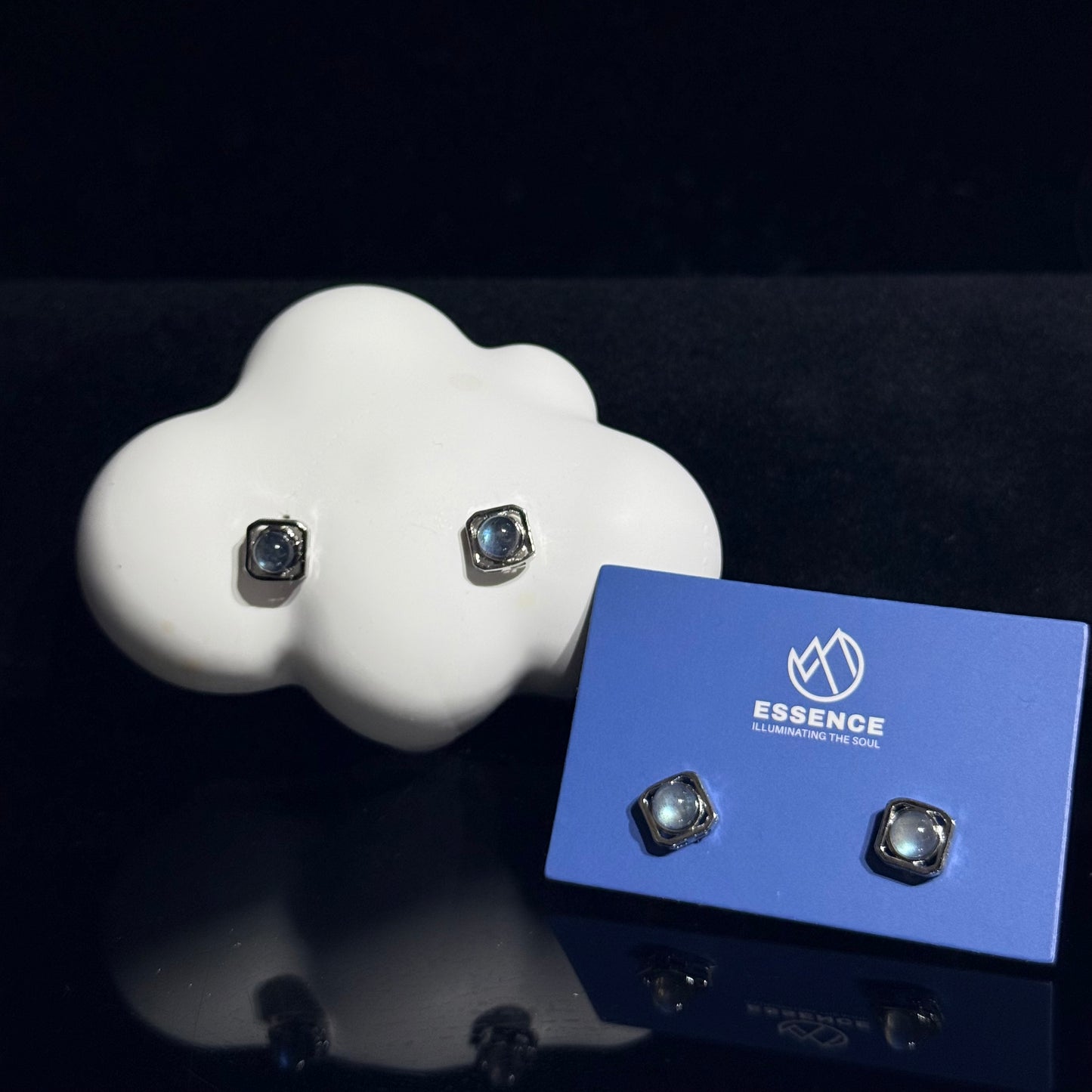 拉長正方形耳環 - 純銀防敏感耳針