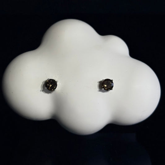 Natural Crystal Four-Prong Earrings - Hypoallergenic Sterling Silver Ear Studs