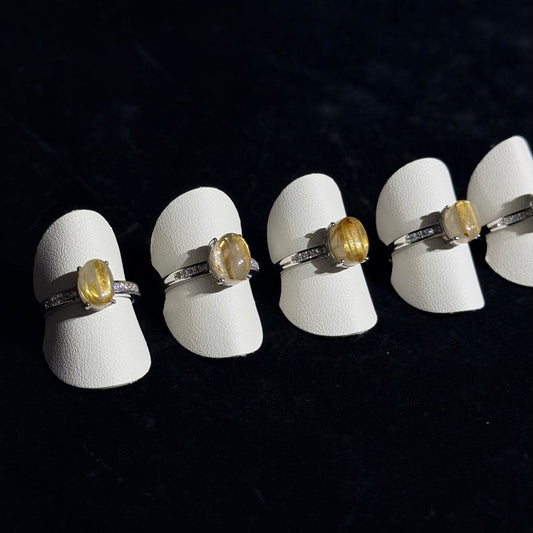 Golden Titanium Crystal Ring