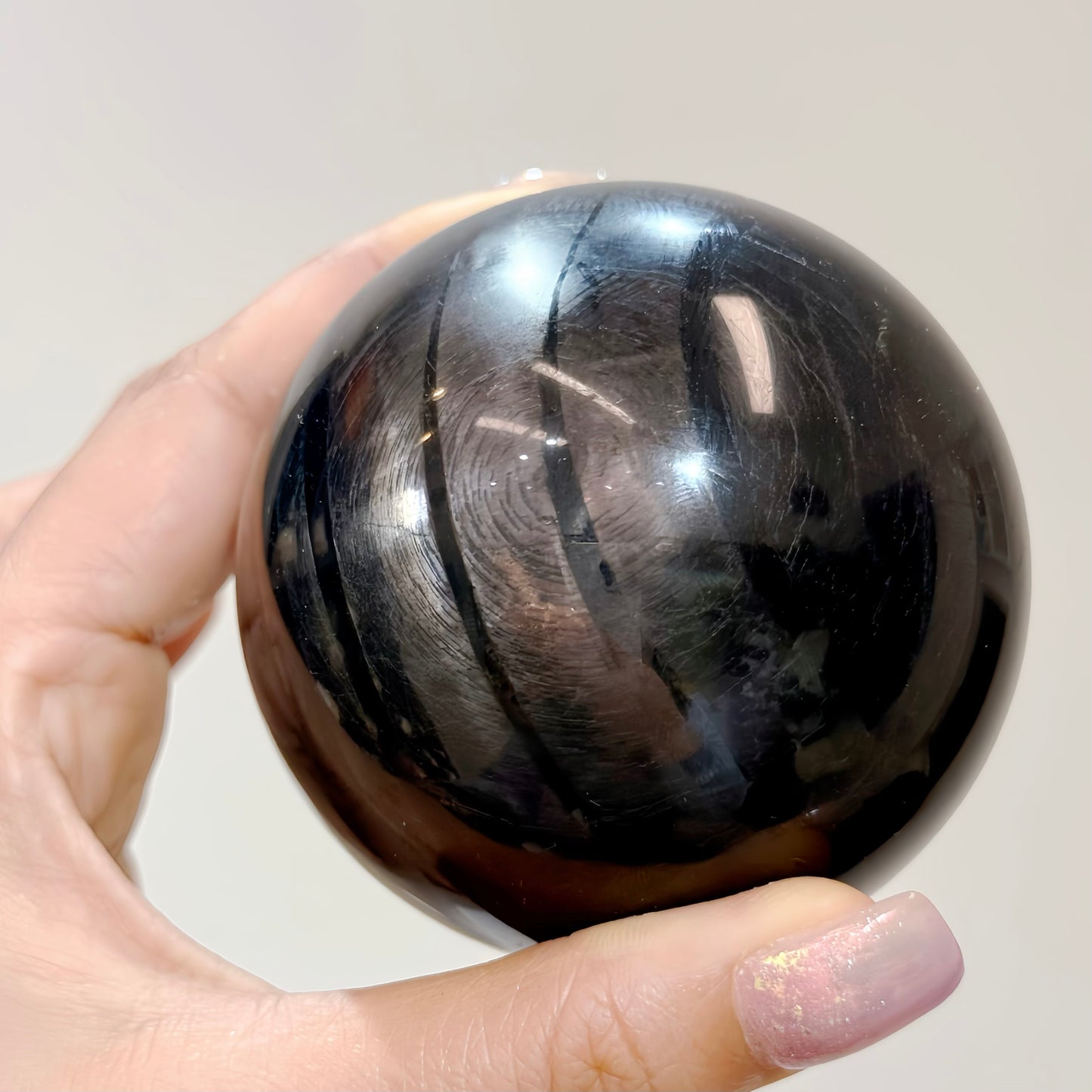 金運石球 - 7.2cm｜天然水晶球｜Hypersthene Crystal Sphere｜招財偏財・提升判斷力・增強自信氣場