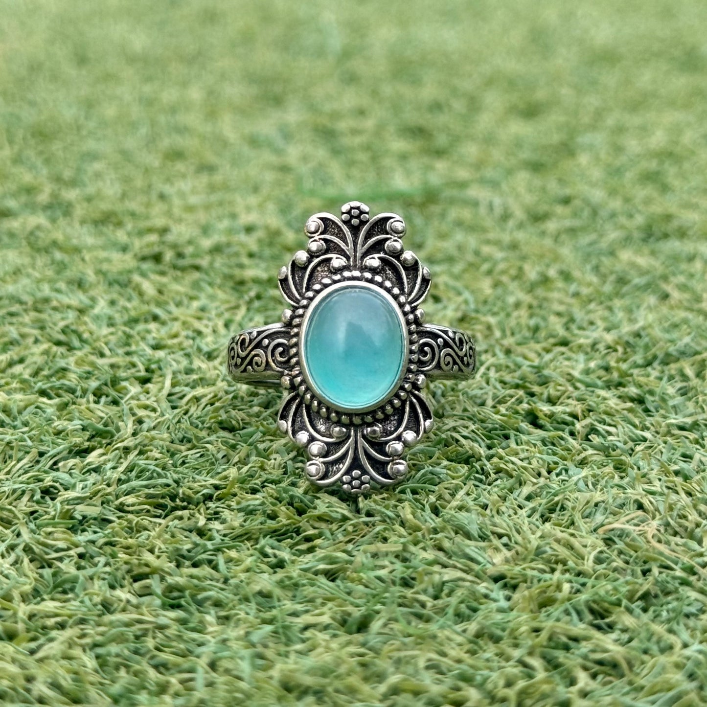 天河石復古開口戒指｜天然水晶戒指｜Amazonite Vintage Open Ring｜舒緩情緒・提升溝通・優雅百搭