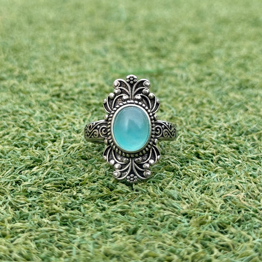 天河石復古開口戒指｜天然水晶戒指｜Amazonite Vintage Open Ring｜舒緩情緒・提升溝通・優雅百搭
