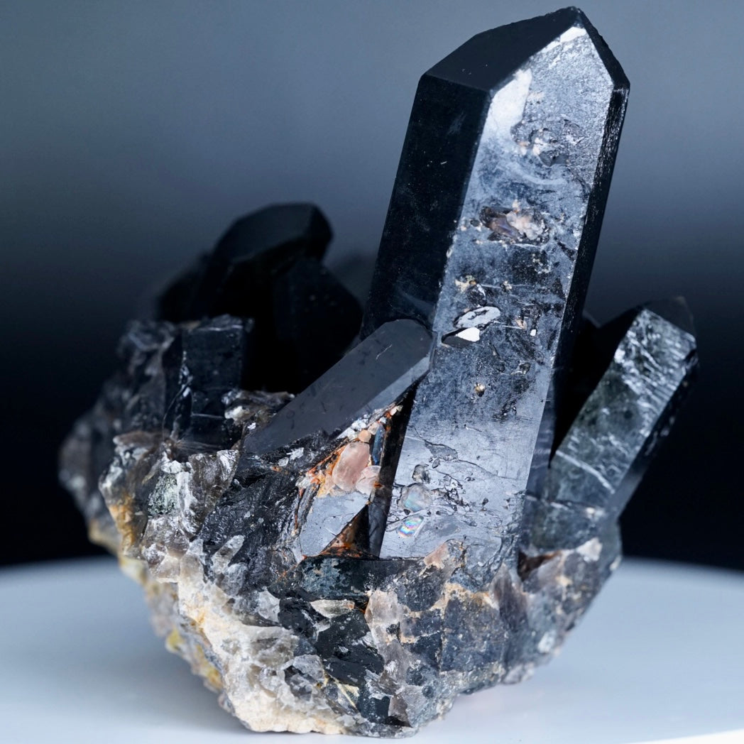 Black Quartz Crystal Cluster