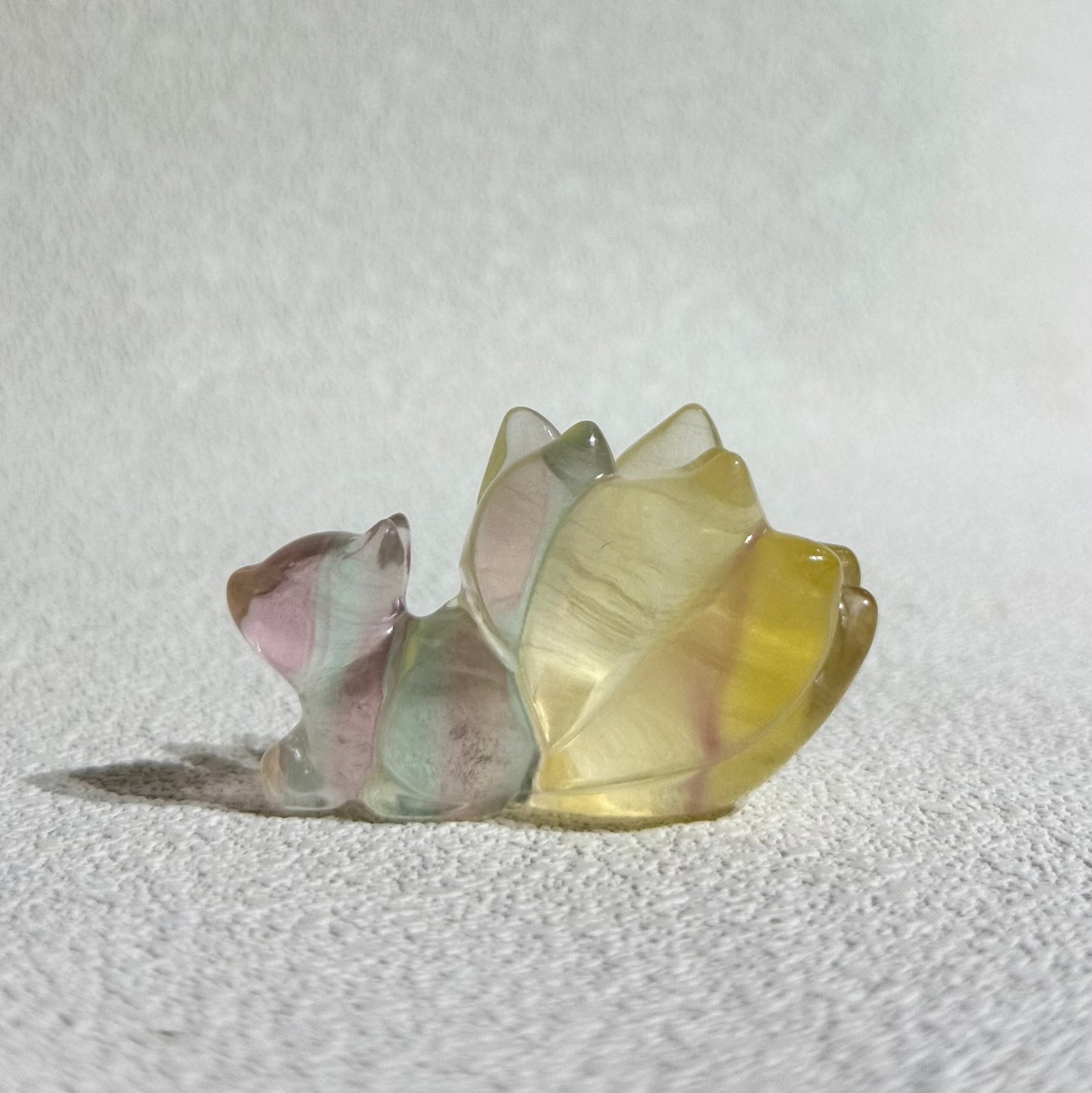 Fluorite Nine‑Tailed Fox Figurine｜Natural Crystal Carving｜Emotional Harmony & Love Attraction