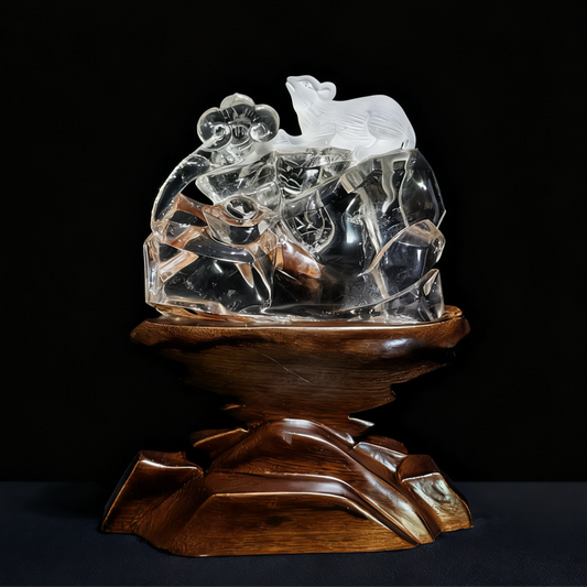 白水晶鼠擺件