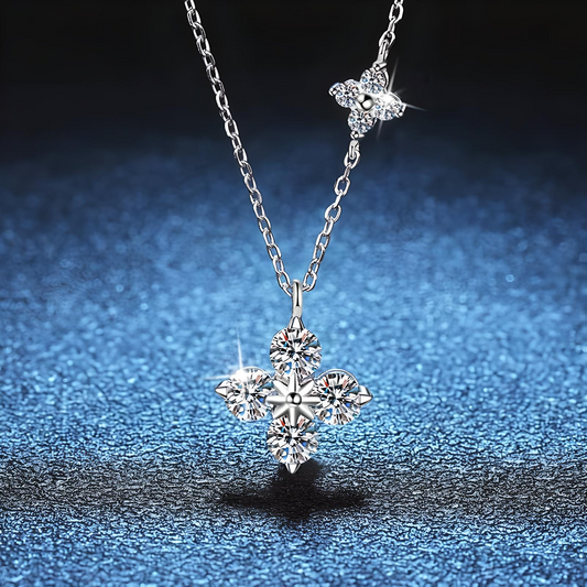 Moissanite - 1.2CT S925 Enchanting Clover Pendant with Necklace