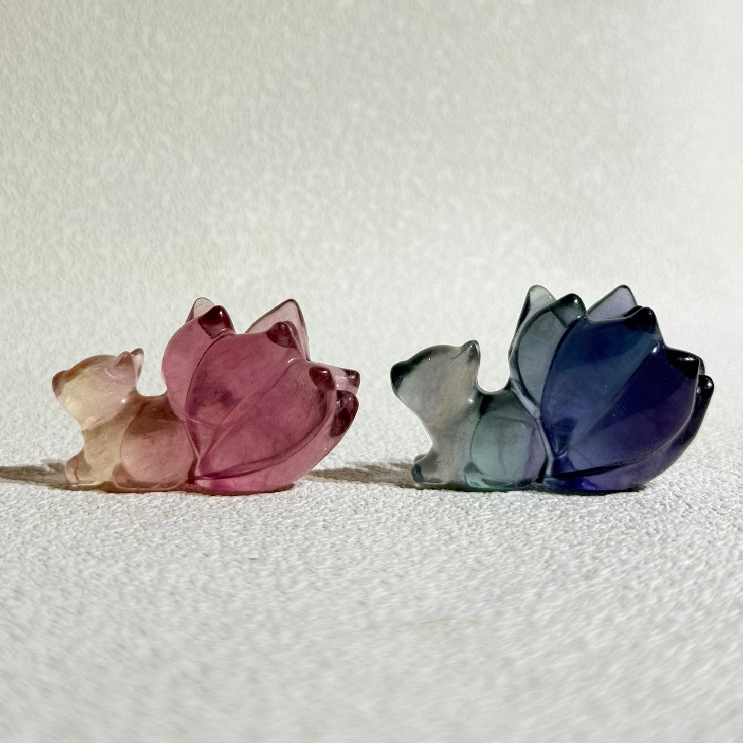 Fluorite Nine‑Tailed Fox Figurine｜Natural Crystal Carving｜Emotional Harmony & Love Attraction