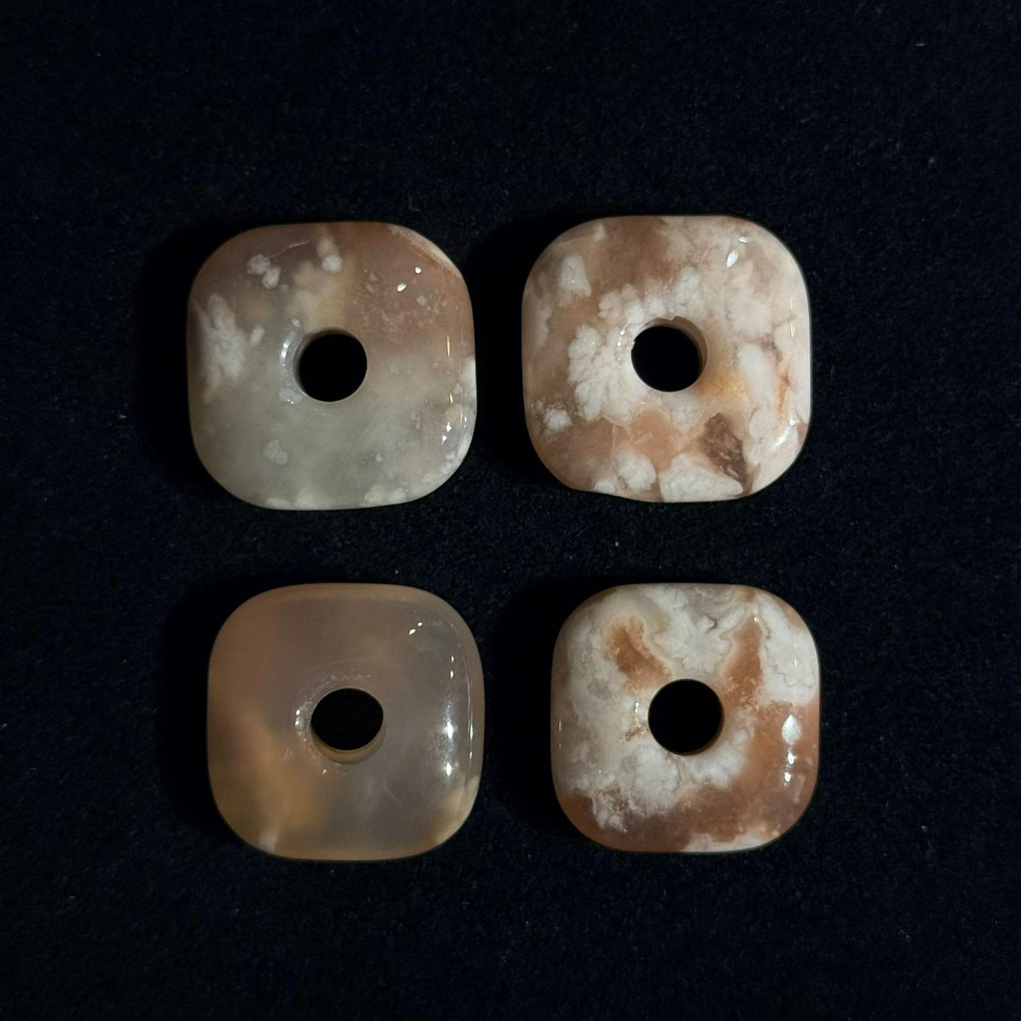 櫻花瑪瑙方形平安扣