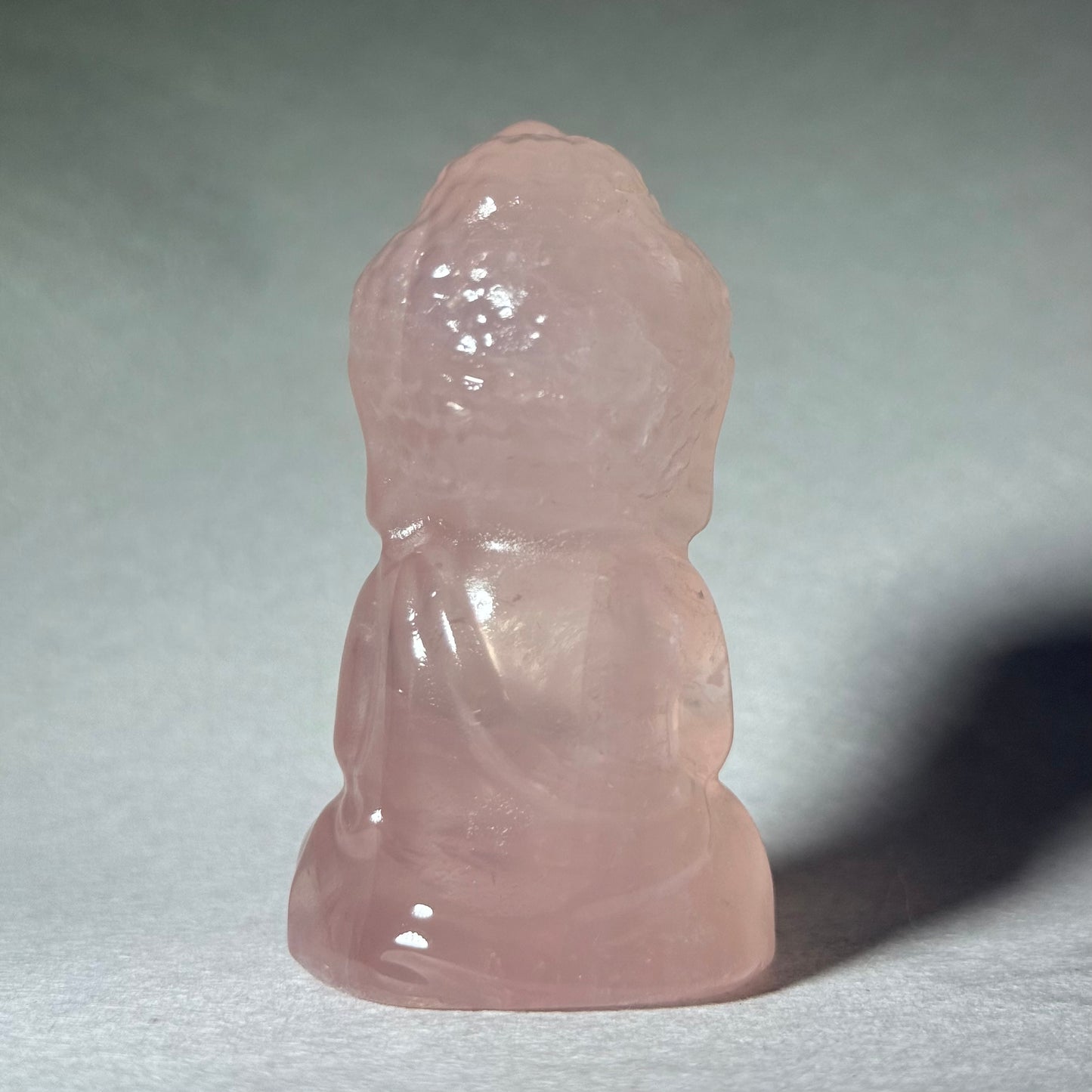 粉水晶手工雕刻佛像 - 帶星光
