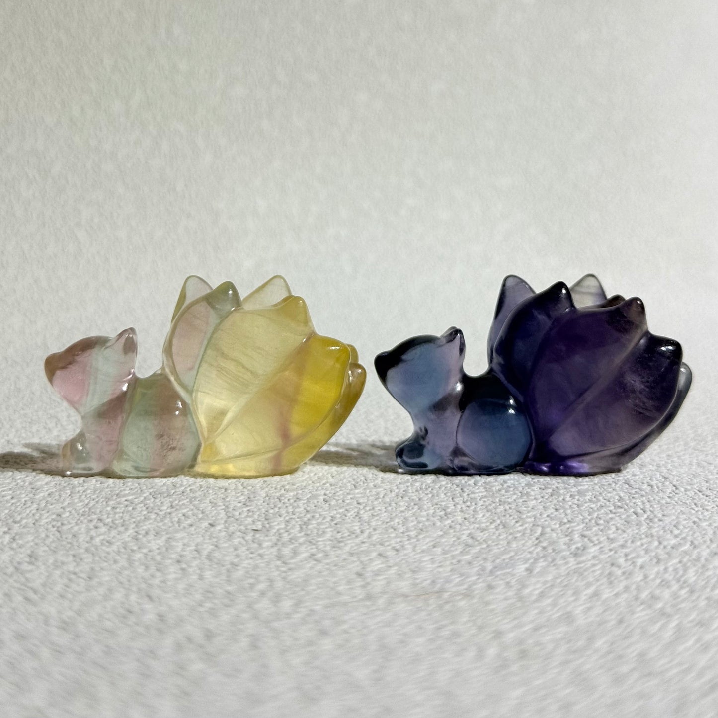Fluorite Nine‑Tailed Fox Figurine｜Natural Crystal Carving｜Emotional Harmony & Love Attraction