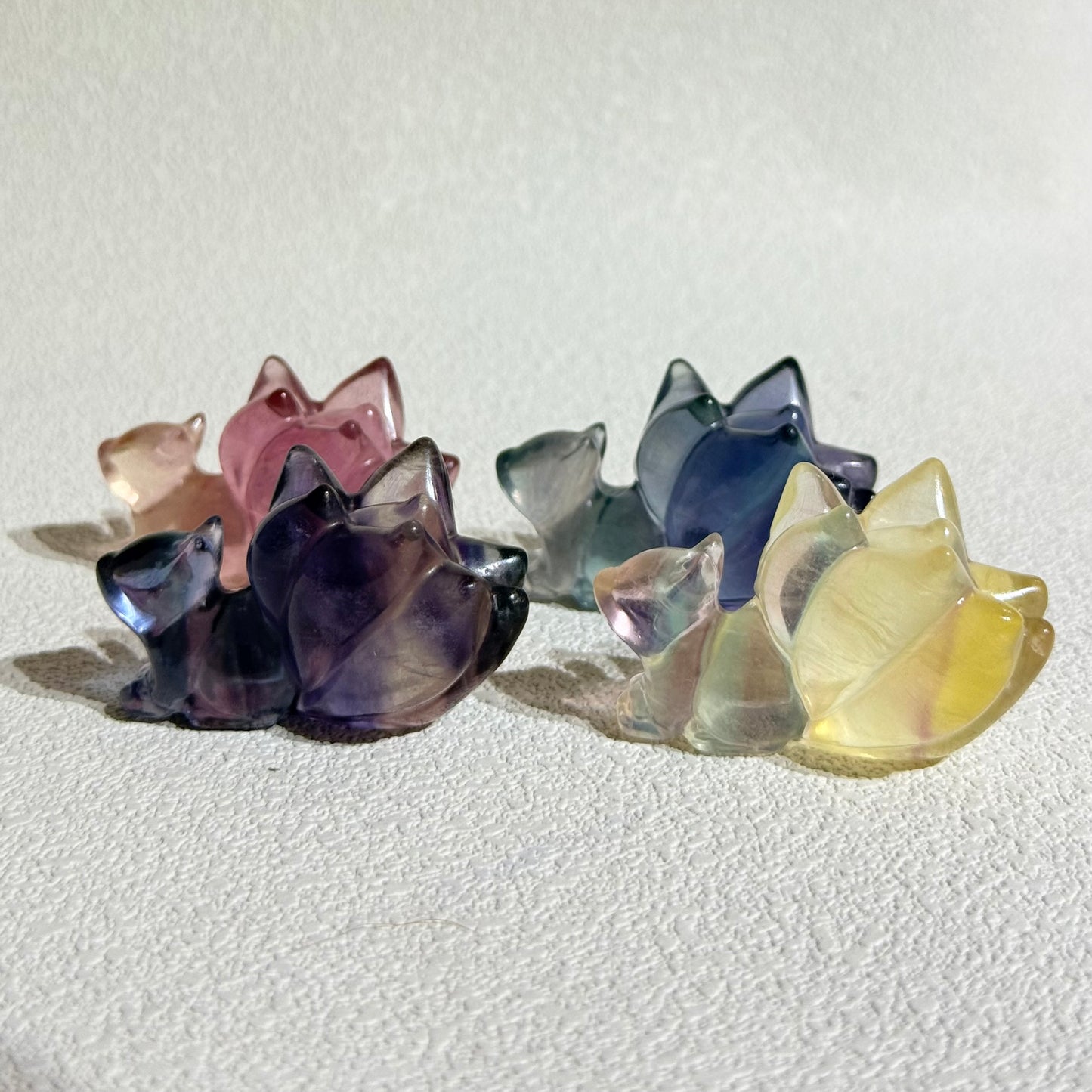 Fluorite Nine‑Tailed Fox Figurine｜Natural Crystal Carving｜Emotional Harmony & Love Attraction