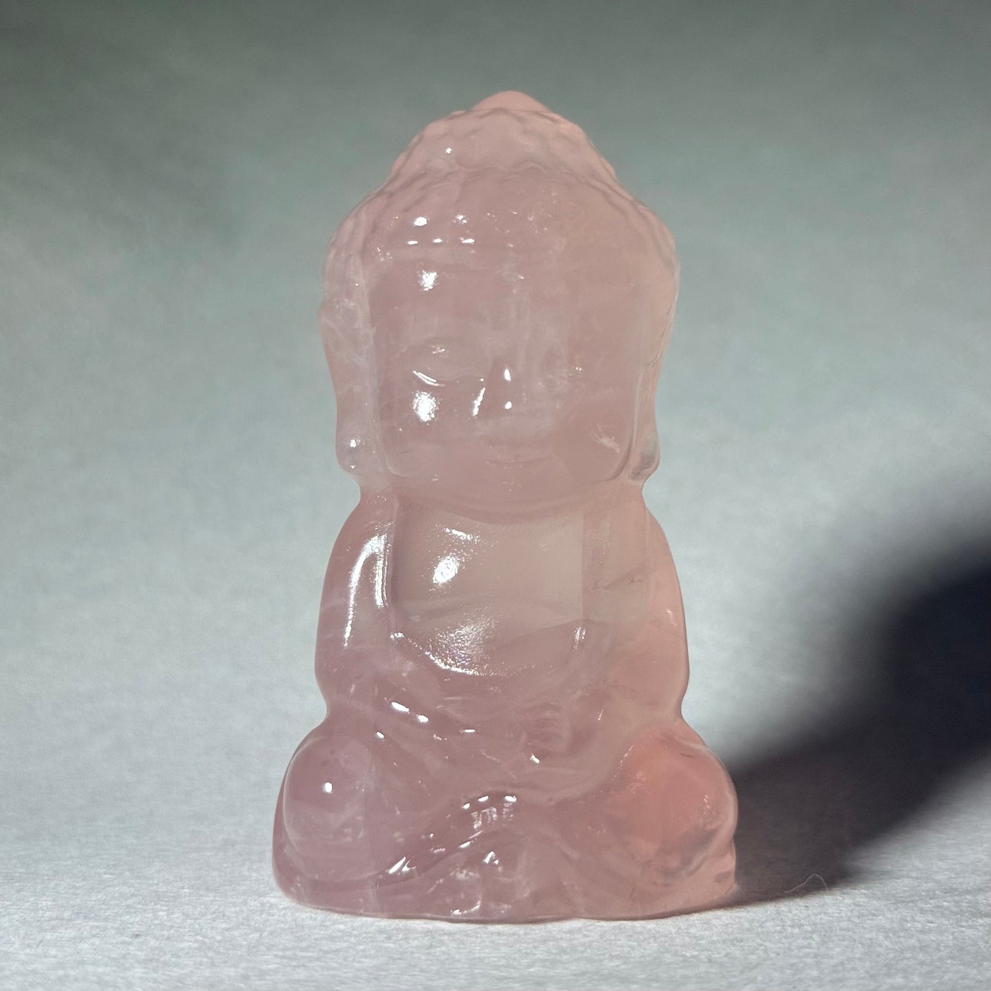 粉水晶手工雕刻佛像 - 帶星光