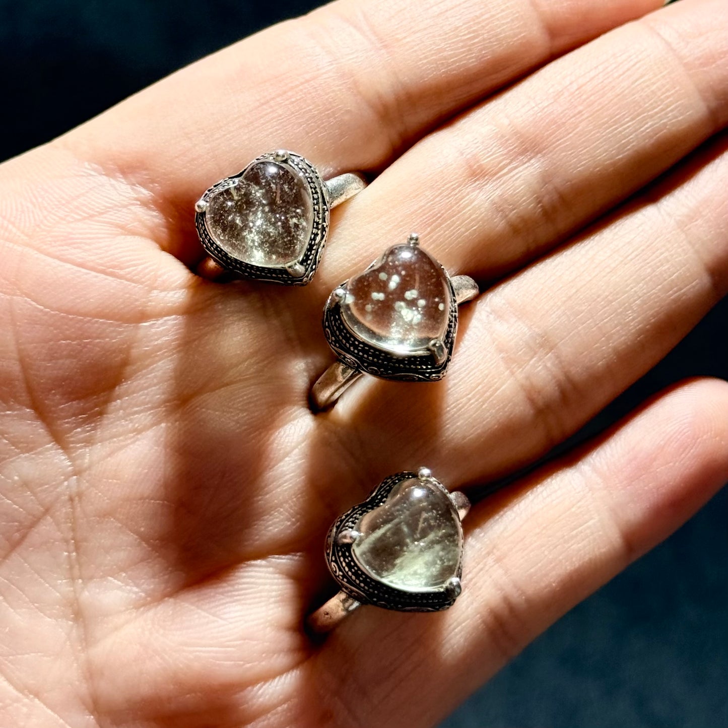 利比亞黃隕石心形復古戒指