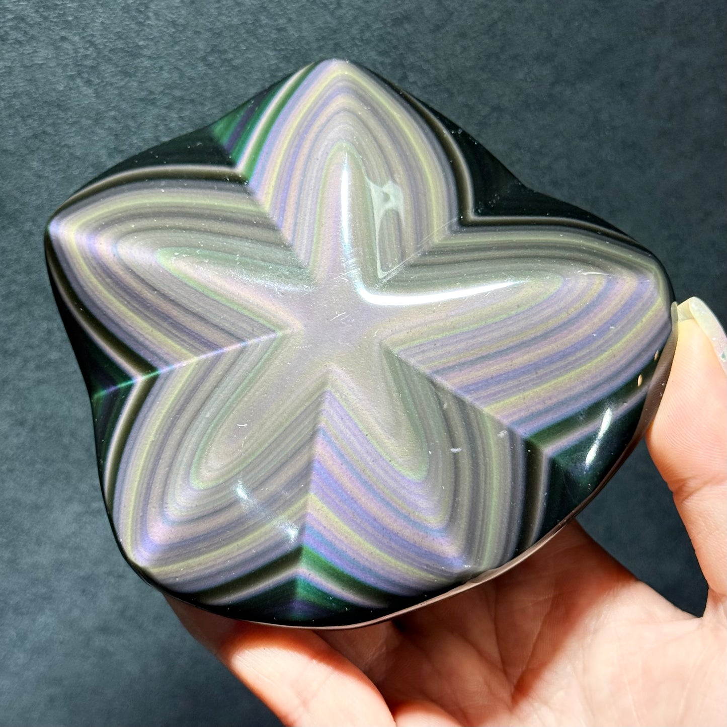 彩曜星星立體切割擺件｜天然彩曜石擺件｜Rainbow Obsidian Star Carving from Mexico｜穩定情緒・吸附負能量・守護空間