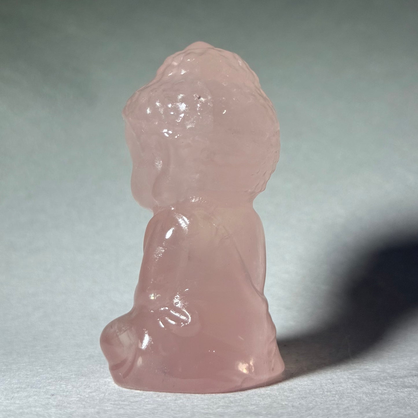 粉水晶手工雕刻佛像 - 帶星光