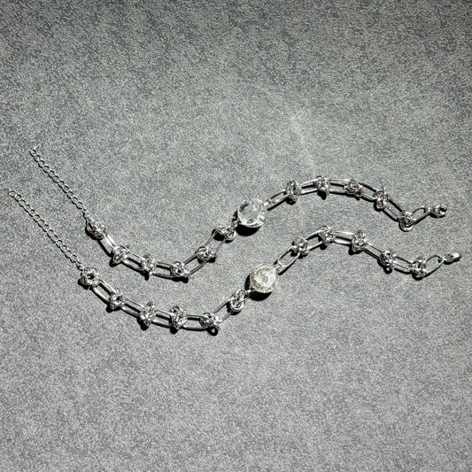 鈦鋼鏤空鏈白水晶球手鏈｜不銹鋼鏤空鏈 x 白水晶球手鏈｜Stainless Steel Hollow Chain Bracelet with White Aragonite Bead｜日常簡約・穩定情緒・淨化能量