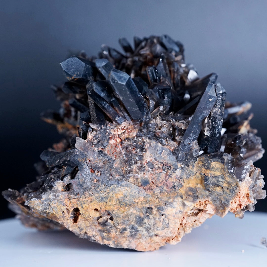 Black Quartz Crystal Cluster