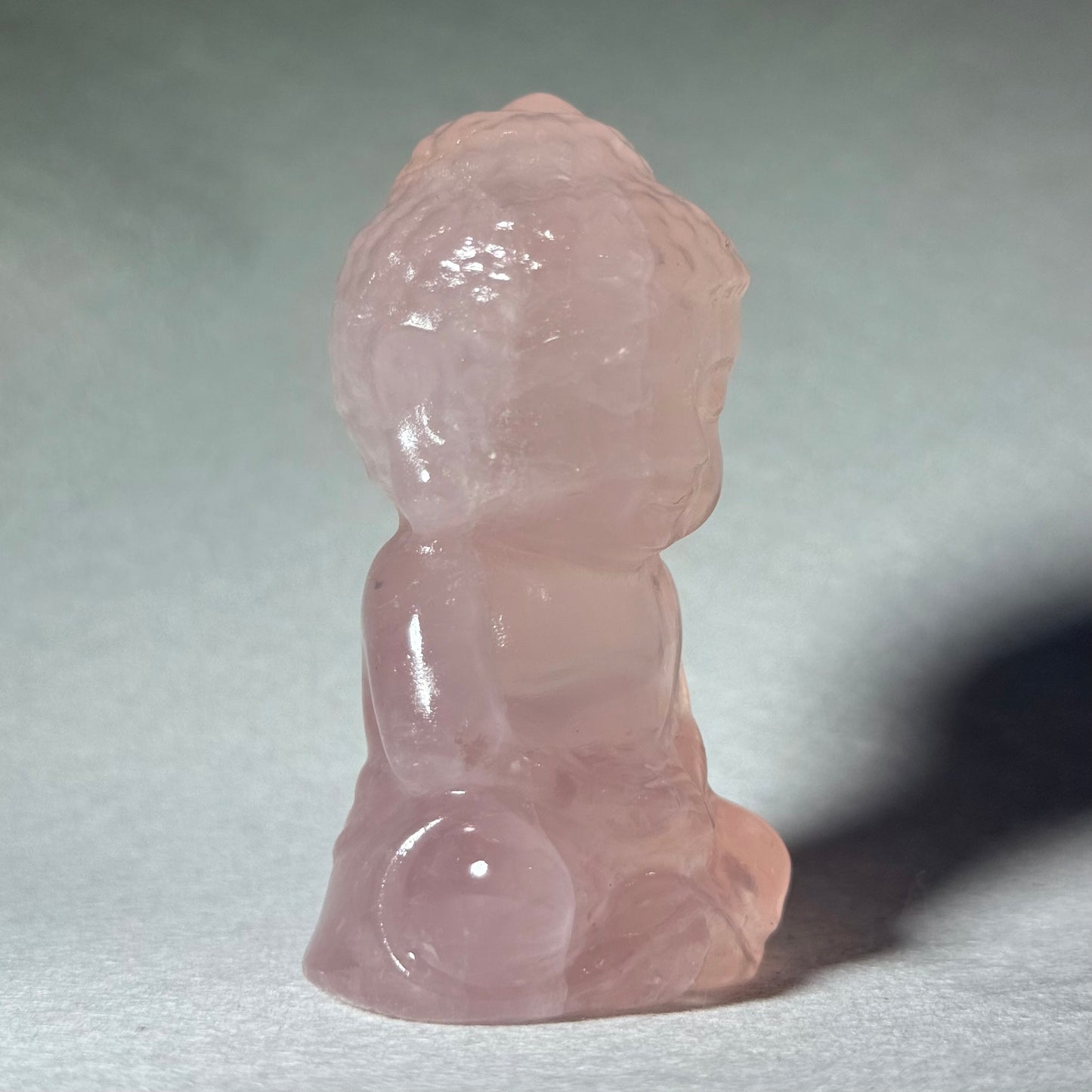 粉水晶手工雕刻佛像 - 帶星光