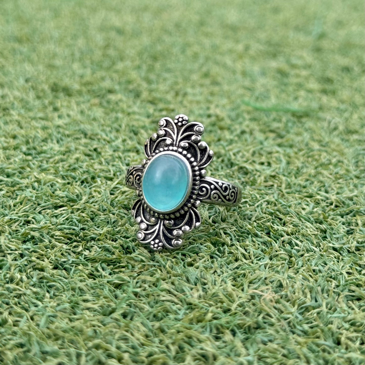 天河石復古開口戒指｜天然水晶戒指｜Amazonite Vintage Open Ring｜舒緩情緒・提升溝通・優雅百搭