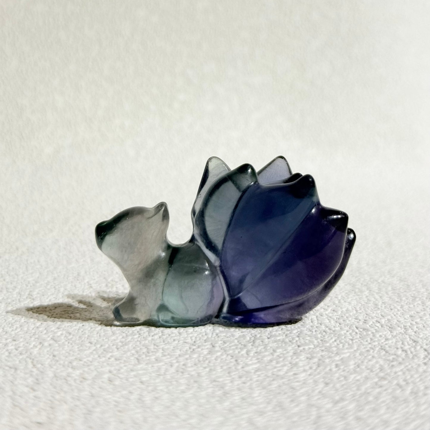 Fluorite Nine‑Tailed Fox Figurine｜Natural Crystal Carving｜Emotional Harmony & Love Attraction