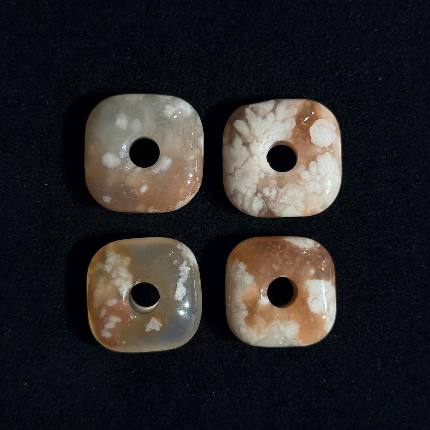 櫻花瑪瑙方形平安扣