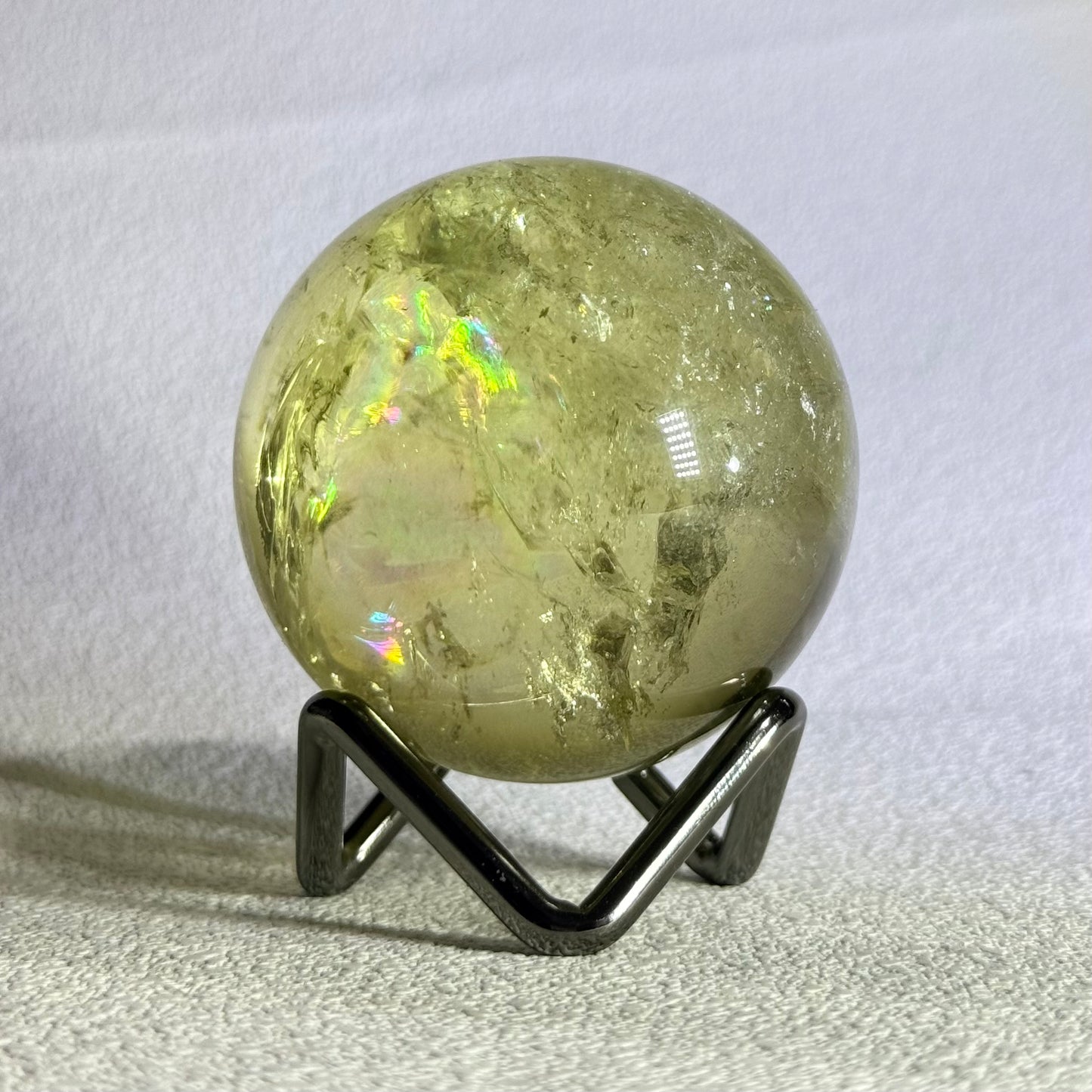 黃水晶彩光球｜天然水晶球｜Citrine Sphere with Rainbow｜招財聚富・提升自信・陽光能量