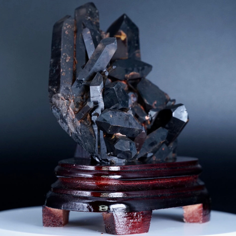 Black Quartz Crystal Cluster