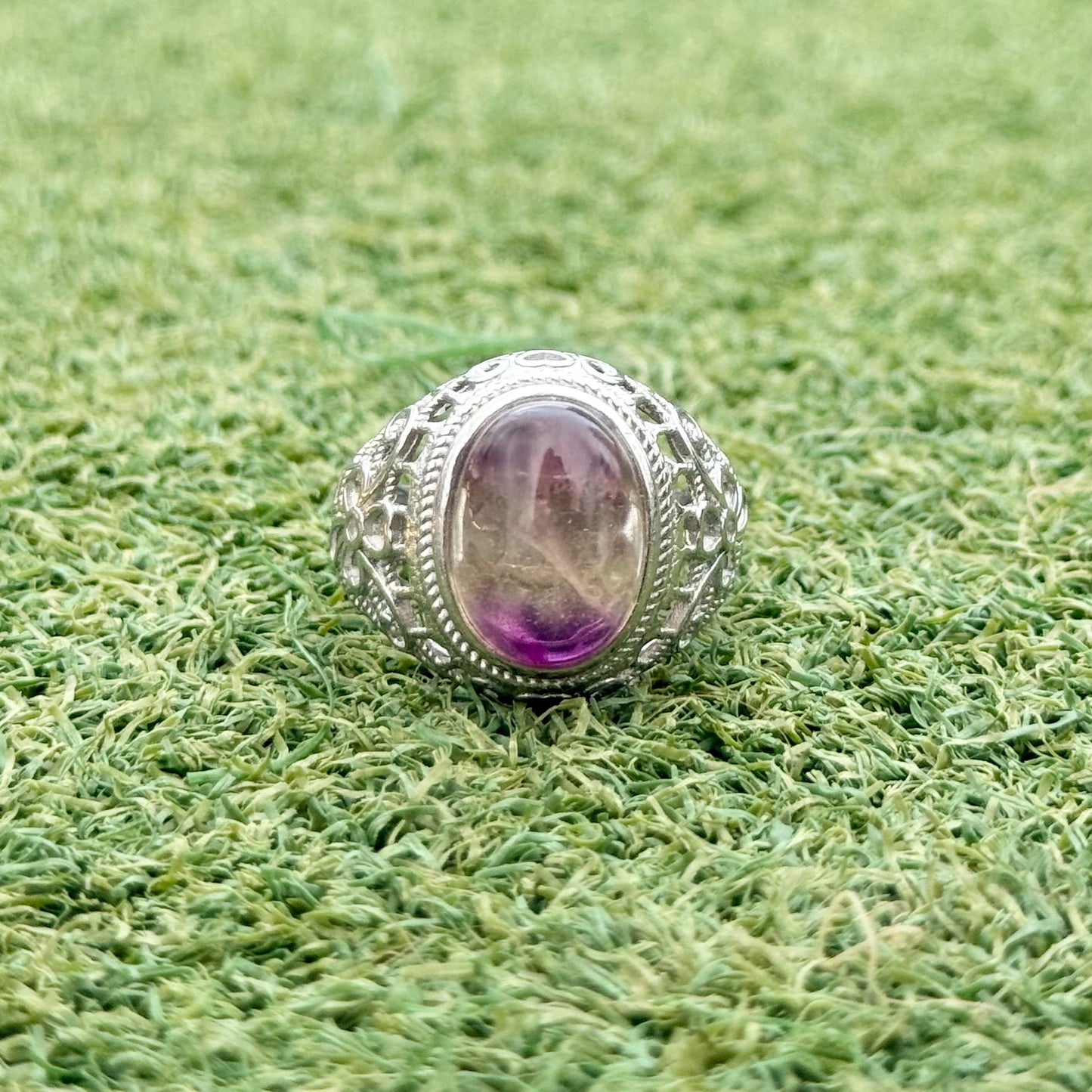 千層螢石鏤空戒托戒指｜天然水晶戒指｜Layered Fluorite Openwork Ring｜清晰思緒・提升靈感・男士之選