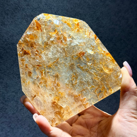 黃膠花隨形擺件｜天然水晶擺件｜Yellow Agate Flower Freeform｜陽光能量・招財聚氣・穩定心緒