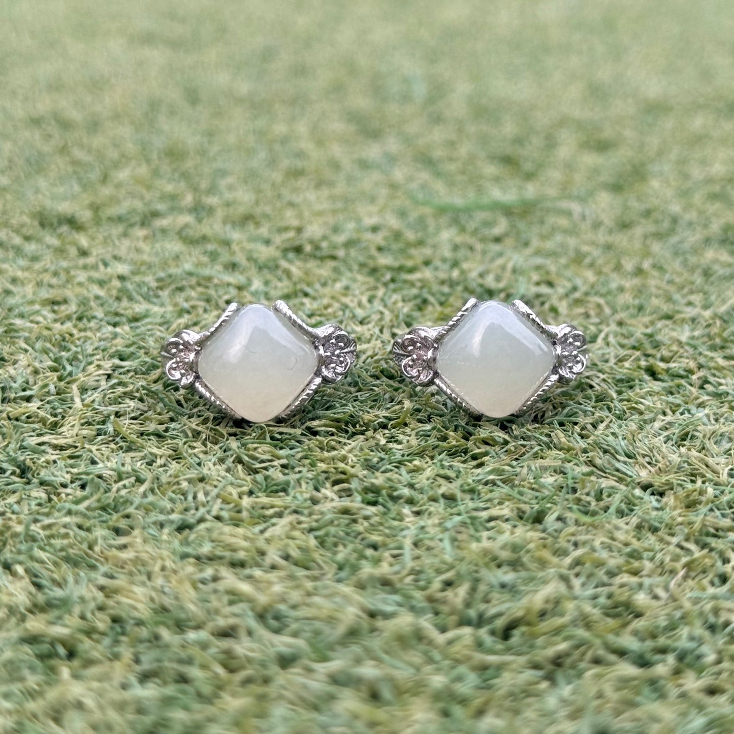和田玉方形戒指｜天然水晶戒指｜Hetian Jade Square Ring｜溫潤平安・沉穩氣質・優雅知性
