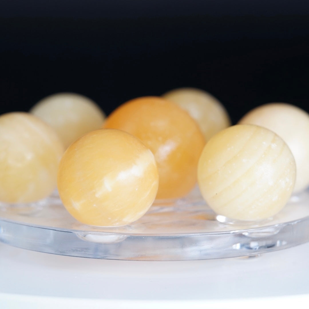 Golden Calcite Rainbow Sphere Seven-Star Array