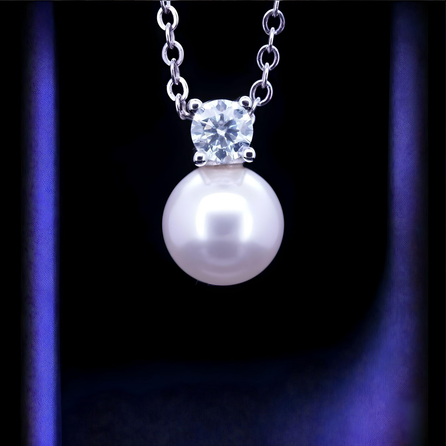 Moissanite - 0.5CT Moissanite and Freshwater Pearl Pendant with Necklace