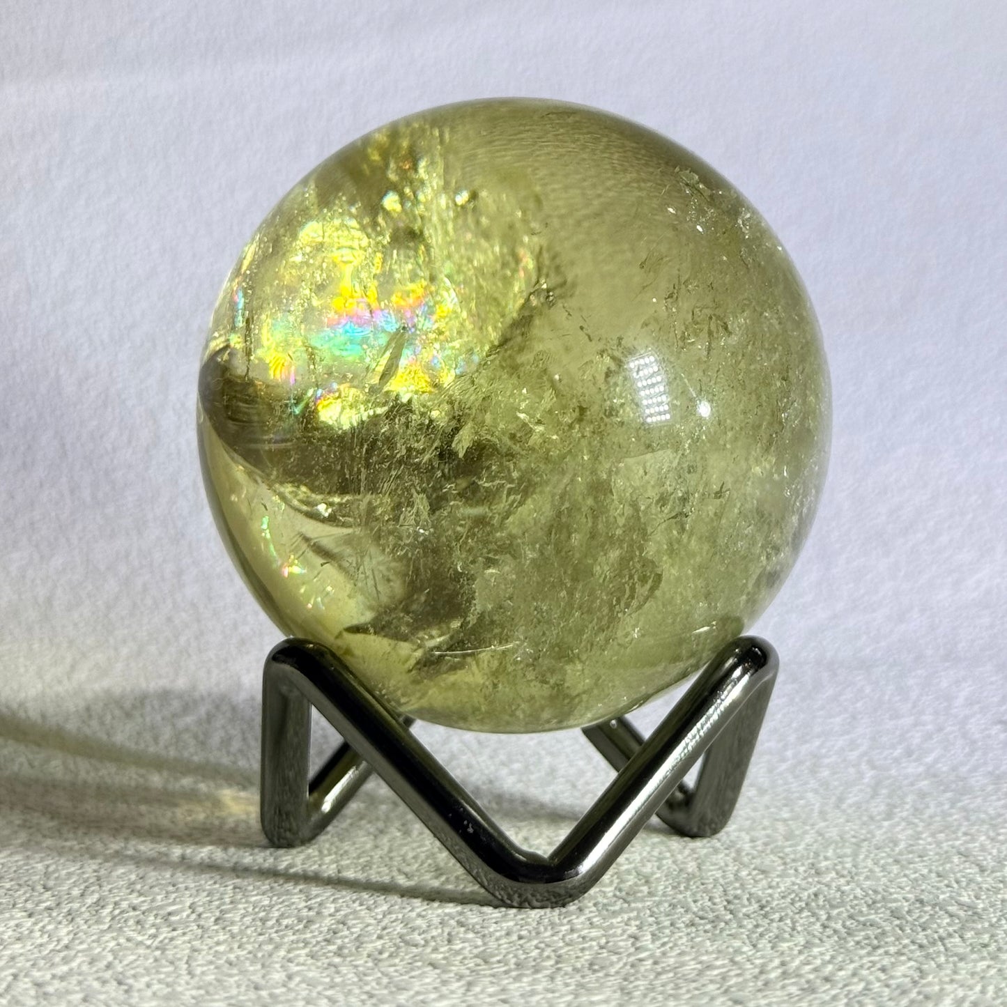 黃水晶彩光球｜天然水晶球｜Citrine Sphere with Rainbow｜招財聚富・提升自信・陽光能量