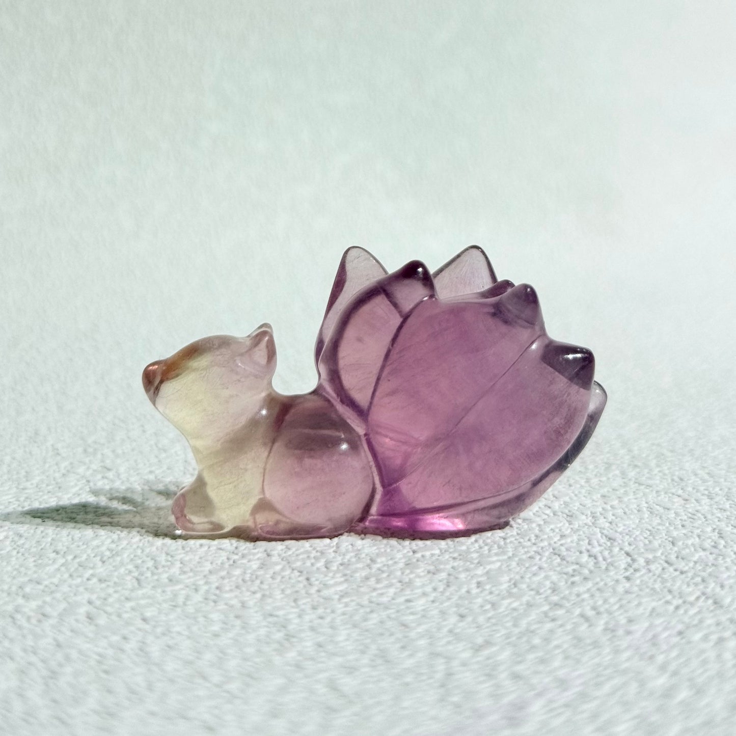 Fluorite Nine‑Tailed Fox Figurine｜Natural Crystal Carving｜Emotional Harmony & Love Attraction