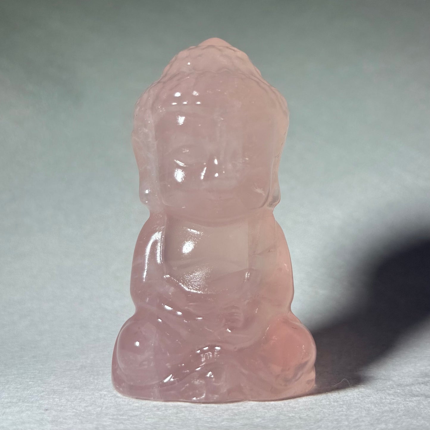 粉水晶手工雕刻佛像 - 帶星光