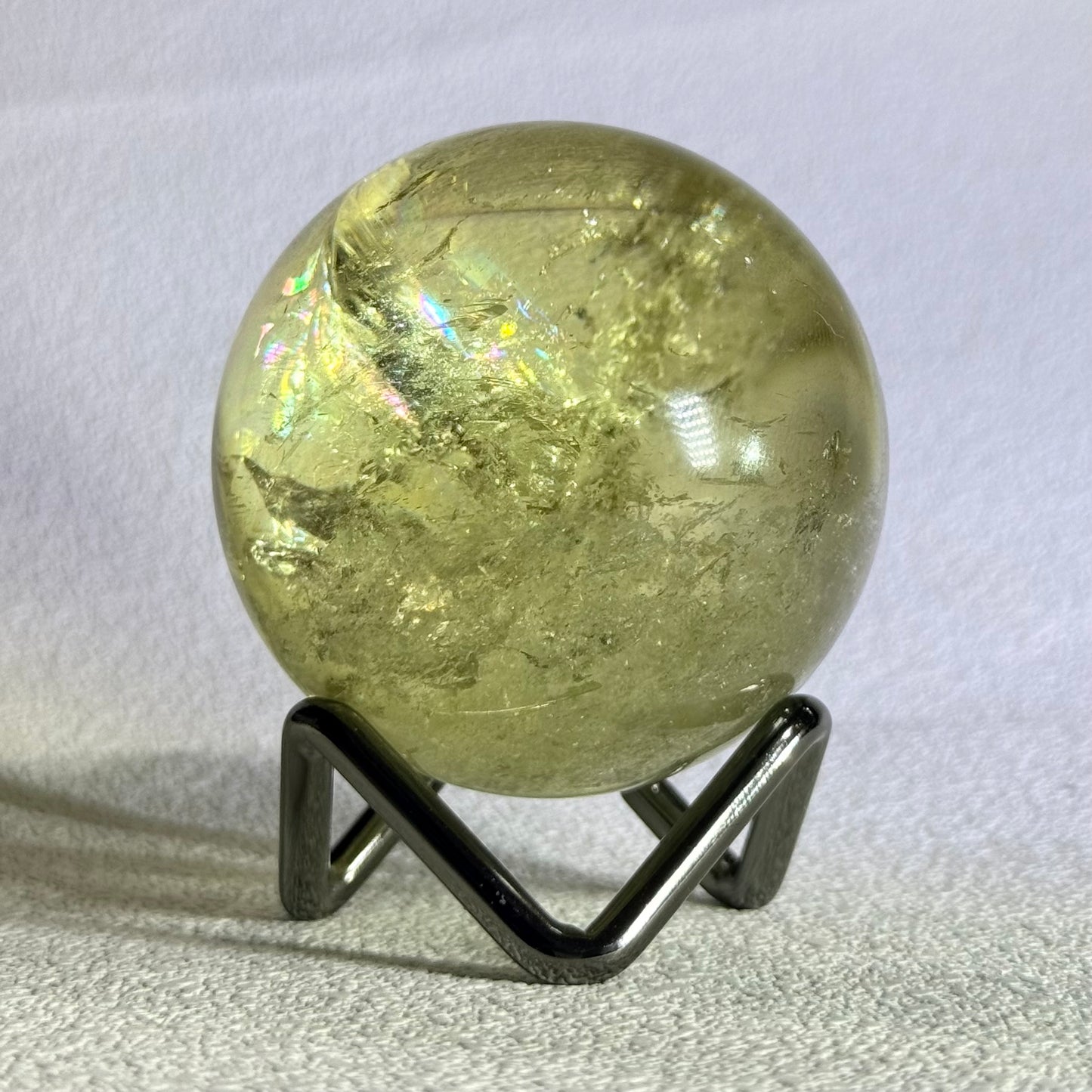 黃水晶彩光球｜天然水晶球｜Citrine Sphere with Rainbow｜招財聚富・提升自信・陽光能量