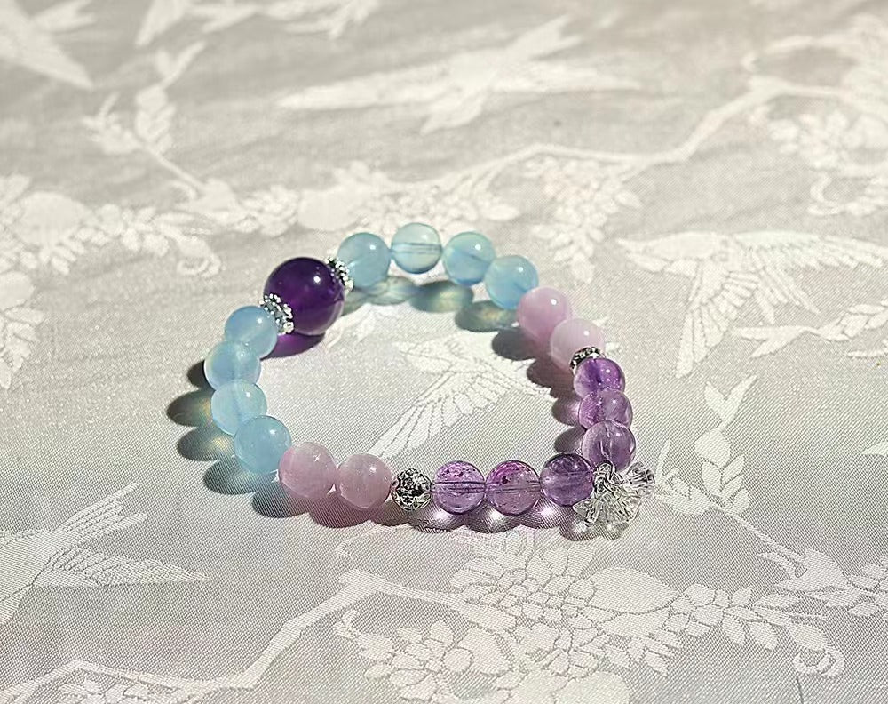 DIY Crystal Bracelet - Amethyst/Lepidolite/Aquamarine