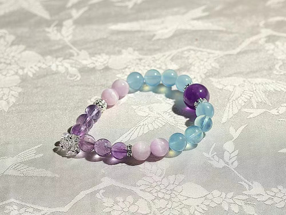 DIY Crystal Bracelet - Amethyst/Lepidolite/Aquamarine